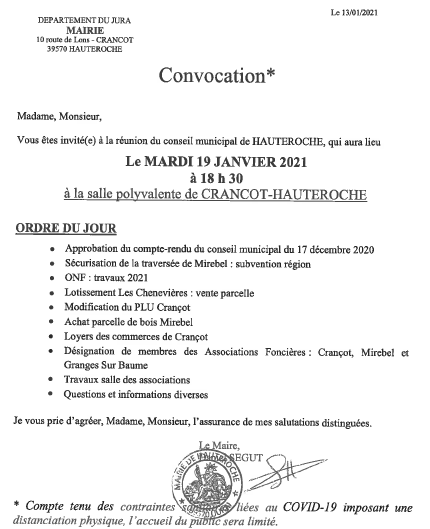 Convocation Conseil 19 01 2021